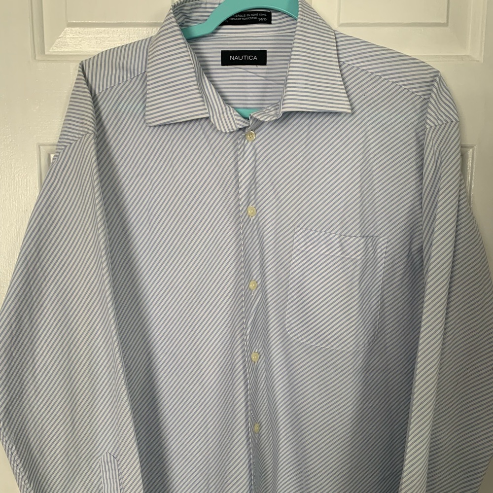 Mens Nautica Diagonal Stripe Dress Shirt